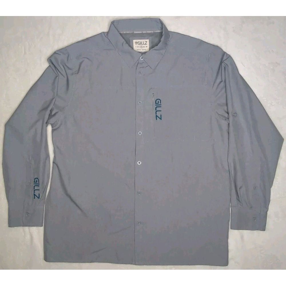 Gillz Fishing Shirt Men's Gray Size XLarge Long Sleeve Button Up Vented Relaxed - Picture 3 of 15